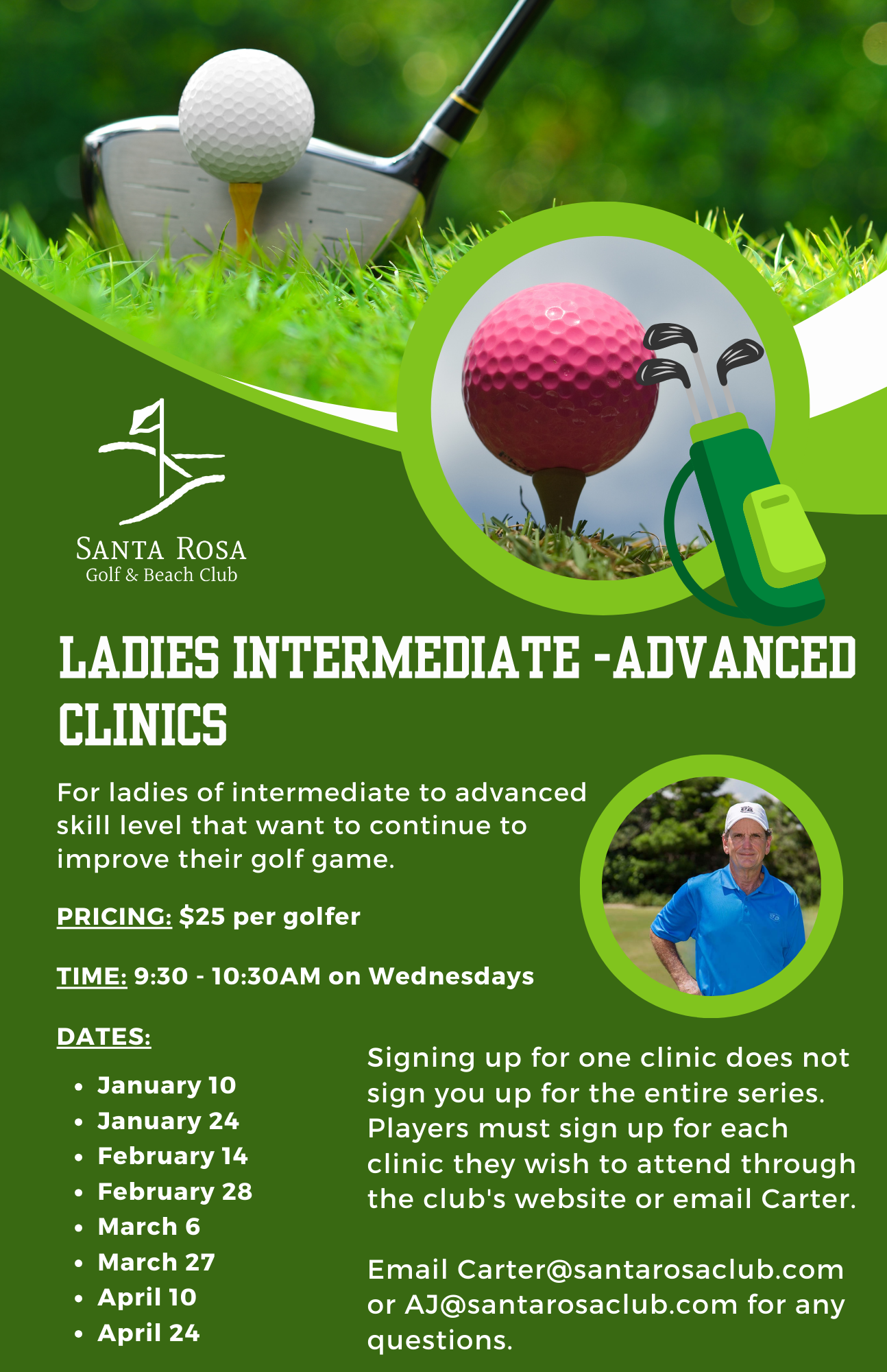 Ladies IntermediateAdvanced Golf Clinic 1/10/2024 Santa Rosa Golf